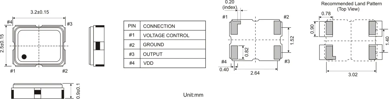 CERAMIC SMD VCTCXO OSCILLATOR 3.2 x 2.5 mm CERAMIC SMD VCTCXO OSCILLATOR 3.2 x 2.5 mm