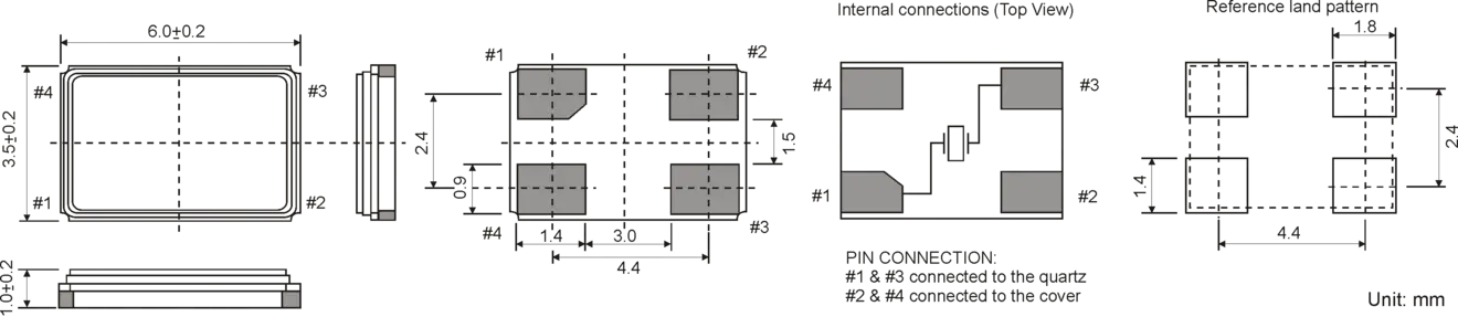 SMD QUARTZ CRYSTAL 6.0 x 3.5 mm 8.0 - 80.0MHz 