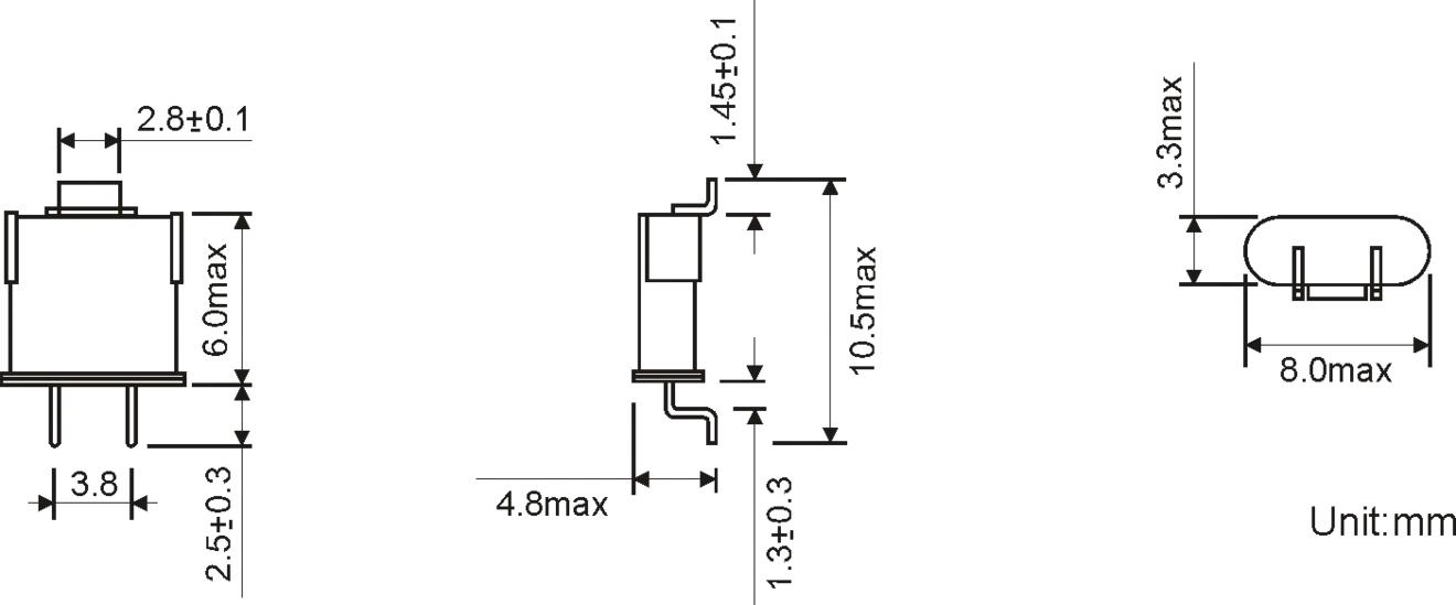 THT QUARTZ CRYSTAL UM5 8.0 x 3.1 mm 10.0-200.0MHz