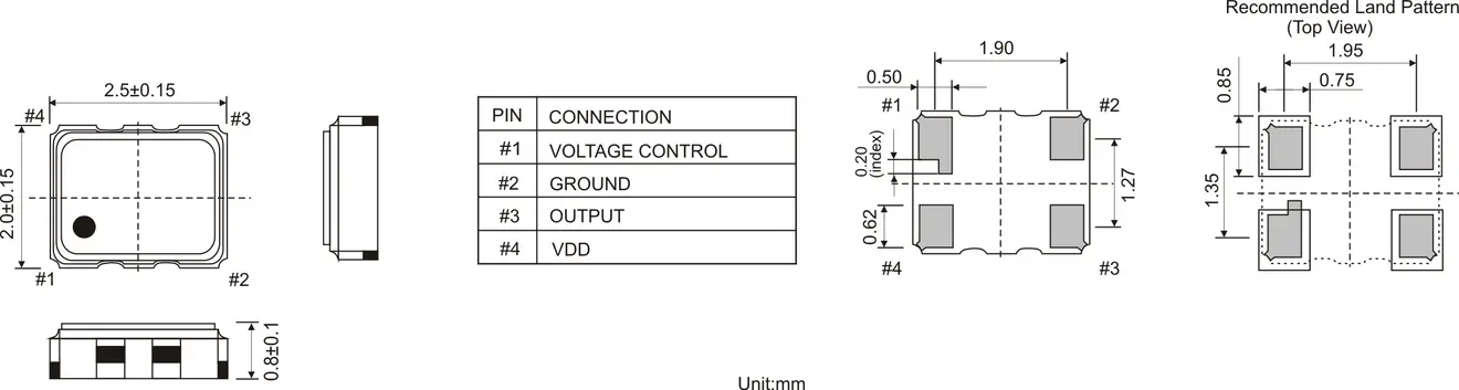 CERAMIC VCTCXO OSCILLATOR 2.5 x 2.0 mm CERAMIC VCTCXO OSCILLATOR 2.5 x 2.0 mm