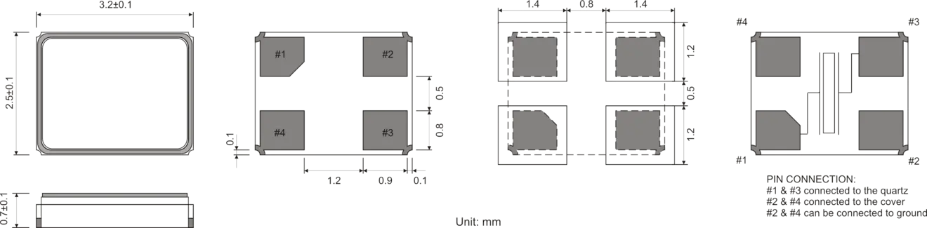 SMD QUARTZ CRYSTAL 3.2 x 2.5 mm 12.0 - 80.0MHz 